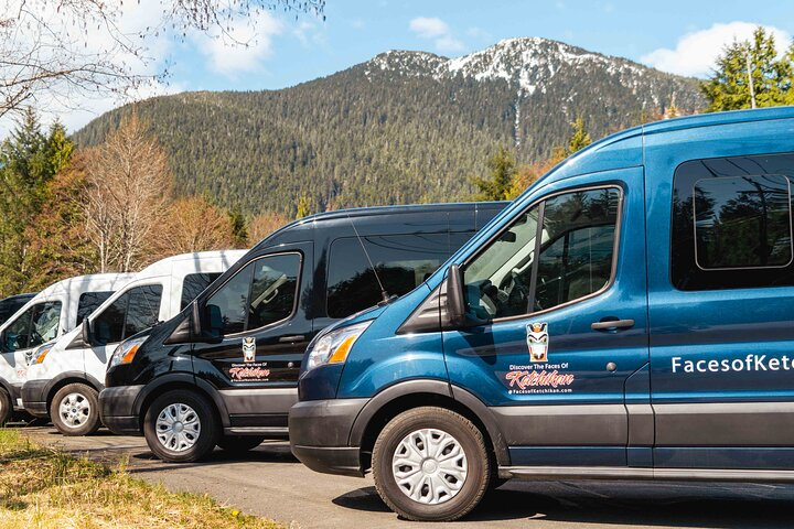 Medium-height private transit vans for up-close experiences of Ketchikan. 